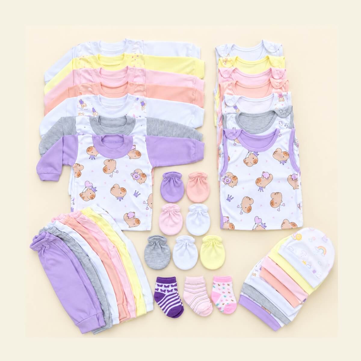 Set de 38 Prendas para Bebé Recién Nacido 0 a 3 Meses niña| Diseños Variados – Modelo 1